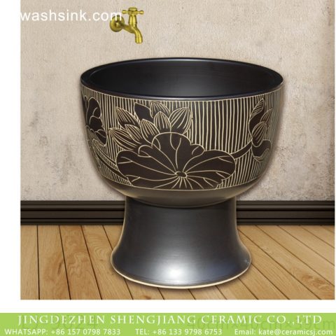 Shengjiang factory hot sell black color surface with flowers pattern mop sink  LJ-9024