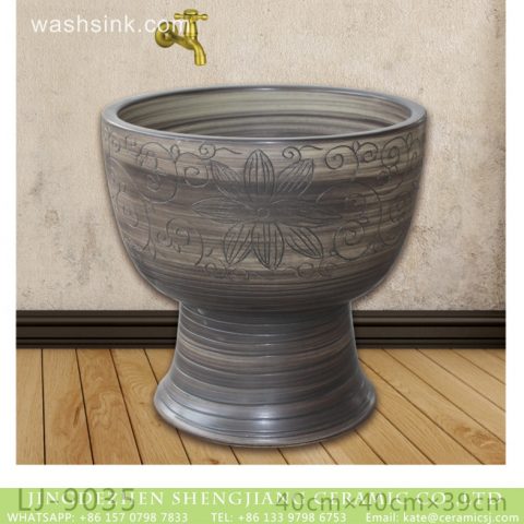 China modern style dark surface with hand carved special design bathroom mop sink  LJ-9035
