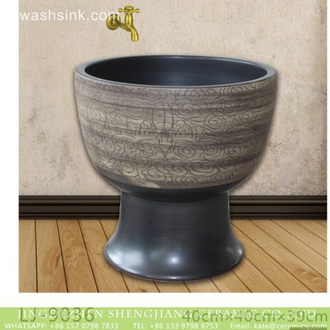 Jingdezhen wholesale dark color with special design surface floor mop basin  LJ-9036