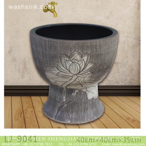 Hot new products dark color with hand carved flowers pattern surface mop sink  LJ-9041