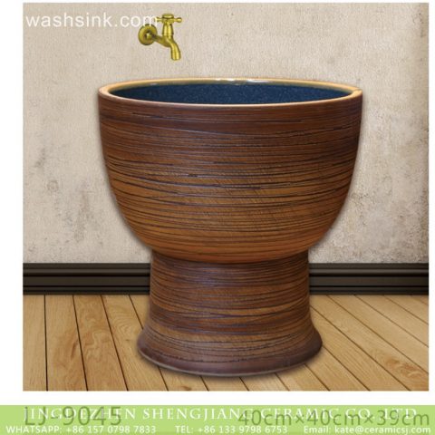 China traditional high quality ceramic brown color stripes surface durable mop basin  LJ-9045