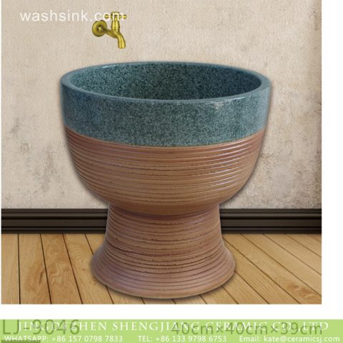 Shengjiang factory produce durable porcelain green and brown surface floor mop sink  LJ-9046