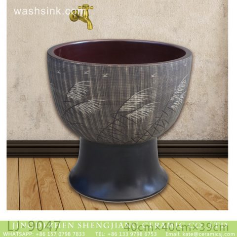 Jingdezhen factory direct dark color surface with feather printing bathroom mop sink  LJ-9047
