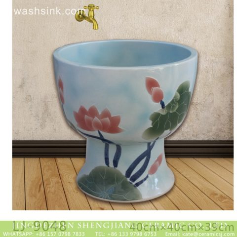 Shengjiang factory produce the design color glaze art ceramic flower mop wash basin  LJ-9048
