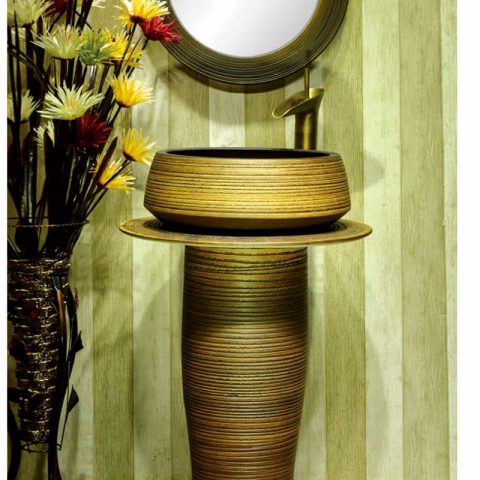 Chinese style high quality porcelain brown color with stripes one piece