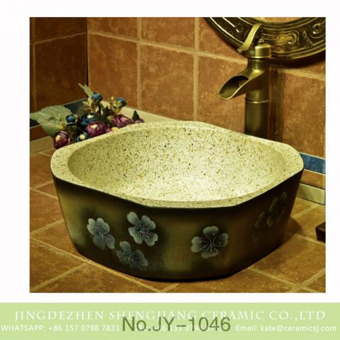 Jingdezhen factory direct durable granite material with beautiful flowers pattern wash sink     SJJY-1046-12