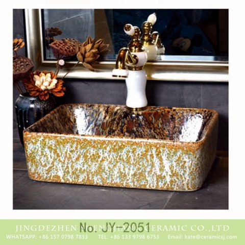 Jingdezhen unique design square elegant single hole ceramic wash hand basin    SJJY-1051-8