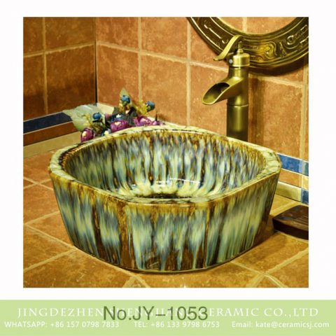Jingdezhen factory produce art durable octagonal shape vanity basin    SJJY-1053-13