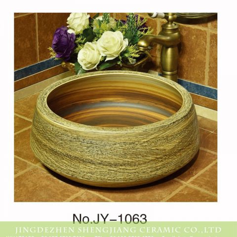 Shengjiang factory fancy pure hand ceramic vanity basin    SJJY-1063-14