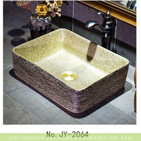 Jingdezhen wholesale elegant single hole ceramic square toilet basin    SJJY-1064-9