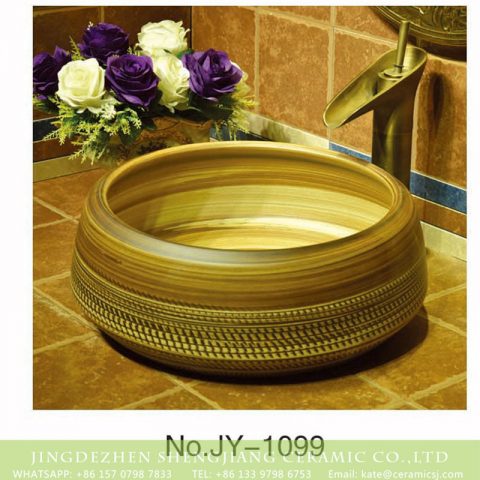 China style hand craft wood surface wash basin    SJJY-1099-17
