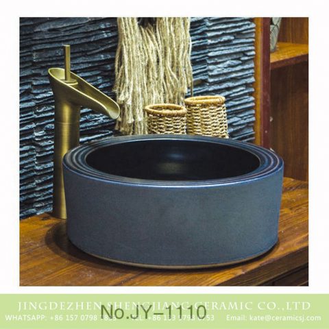 China modern concise style pure hand dark color ceramic wash basin     SJJY-1110-18