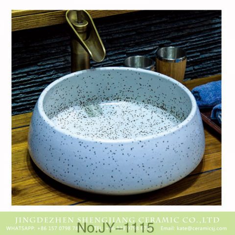 Jingdezhen factory produce pure hand ceramic plain colored with black dots pattern wash sink    SJJY-1115-18