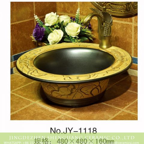 China antique style porcelain straw hat shape wash hand basin    SJJY-1118-20