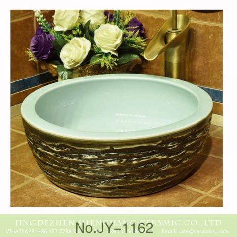 Shengjiang factory pure hand carved thicken ceramic vanity basin    SJJY-1162-23