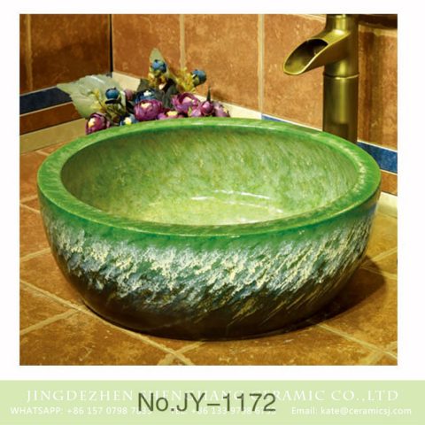 Chinese work design porcelain green color glazed beautiful durable sanitary ware    SJJY-1172-24