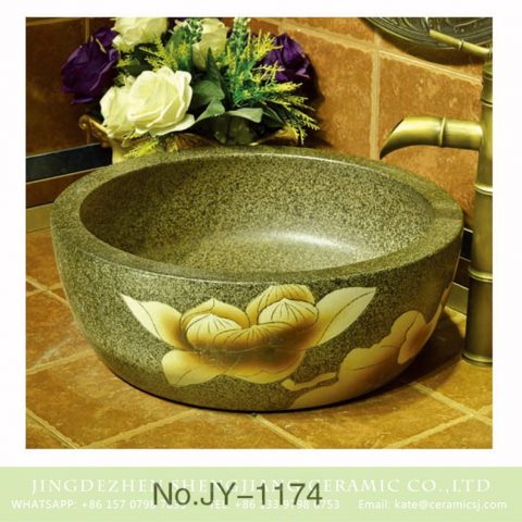 Asia online sale marble style hand painted flower pattern lavabo    SJJY-1174-24
