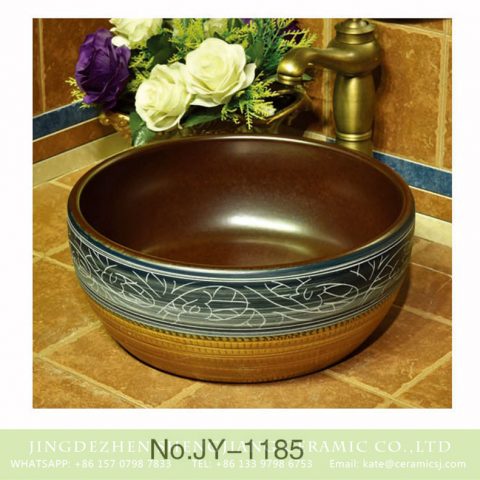 Chinese antique ceramic brown inside and hand painted pattern wash sink    SJJY-1185-25