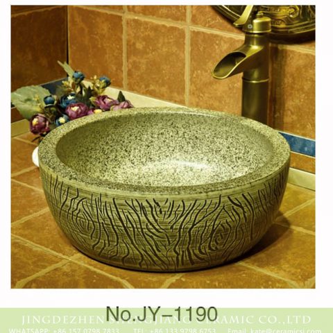 Large bulk sale factory outlet marble ceramic and carved knife stroke surface durable vanity basin    SJJY-1190-27