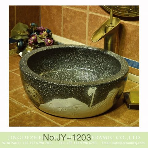 China pure hand craft antique durable porcelain with unique design wash basin    SJJY-1203-28