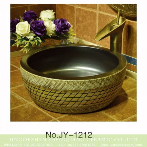Chinese antique style matte black inside and check pattern surface sanitary ware    SJJY-1212-28