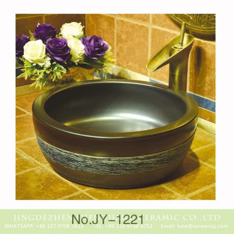 Chinoiserie vintage style matte black color round wash hand basin    SJJY-1221-29