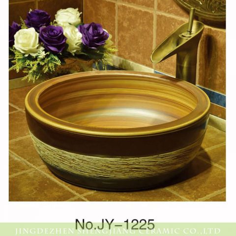 Shengjiang factory antique series wood color wall and easy clean wash hand basin    SJJY-1225-29