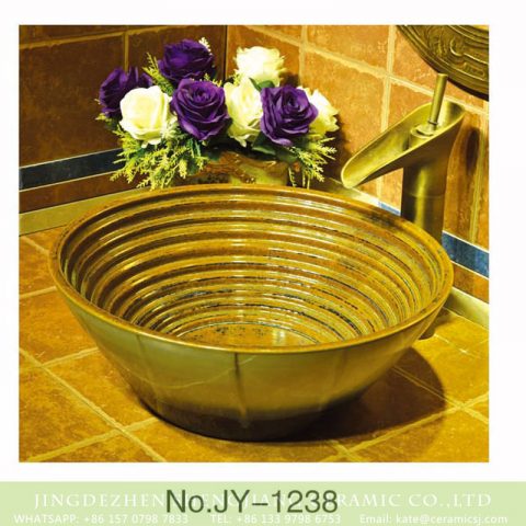 China antique bowl shape ceramic gold color wash hand basin    SJJY-1238-31