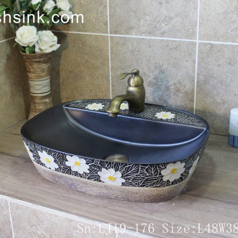 LJ19-176     Modern style flower design  ceramic wash basin