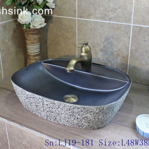 LJ19-181     Hand carved flowers design ceramic sanitary ware