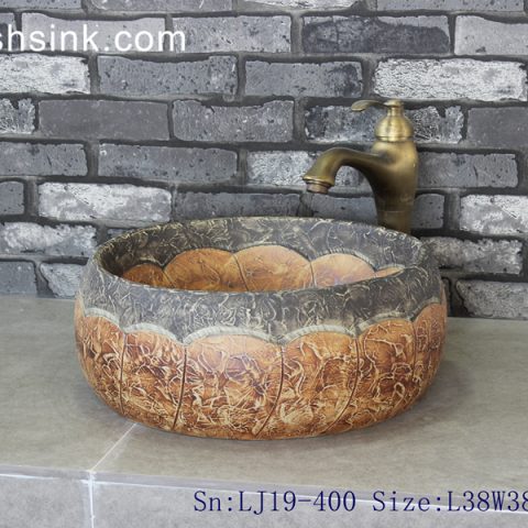 LJ19-400     Traditional imitation wood ceramic wash bowl
