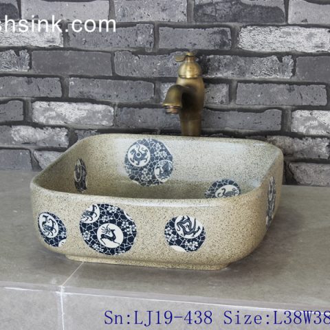 LJ19-438      Imitating marble special pattern ceramic wash basin
