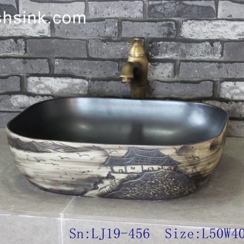 LJ19-456     Shengjiang traditional landscape design ceramic wash sink