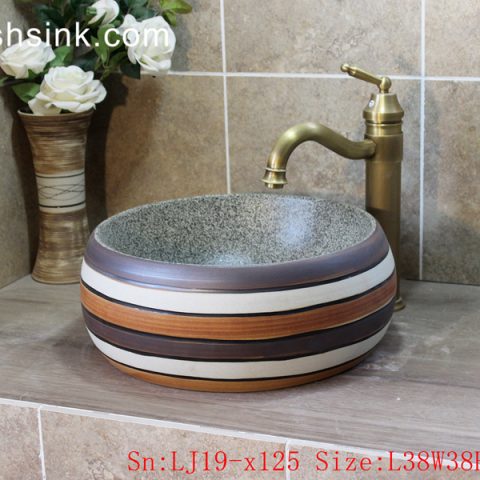 LJ19-x125    Factory wholesale price ceramic with stripe design wash bowl