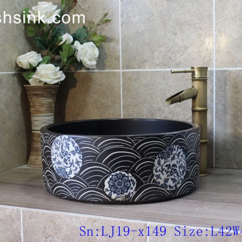 LJ19-x149      Free hand drawing creative pattern ceramic art sink
