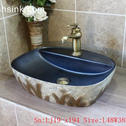LJ19-x194     Modern style grass design ceramic lavabo
