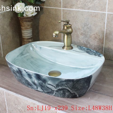 LJ19-x239      Simple style artwork ceramic with lotus pattern wash basin