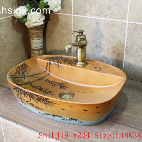 LJ19-x244       Light brown bamboo design ceramic sanitary ware