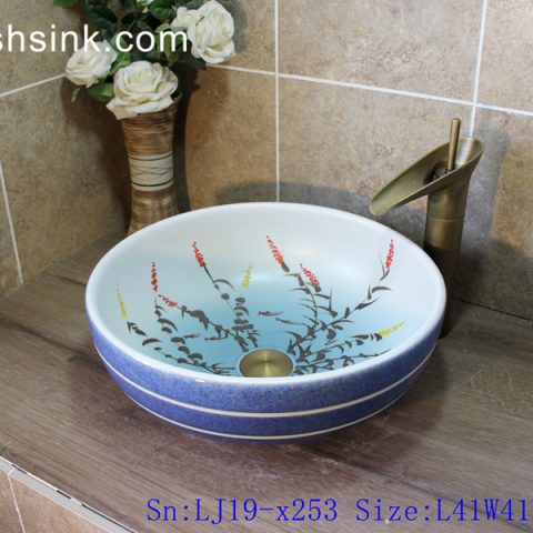 LJ19-x253       Purely manual ceramic with inside floral design lavabo