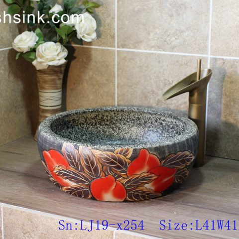 LJ19-x254     High quality retro flower design porcelain toilet basin
