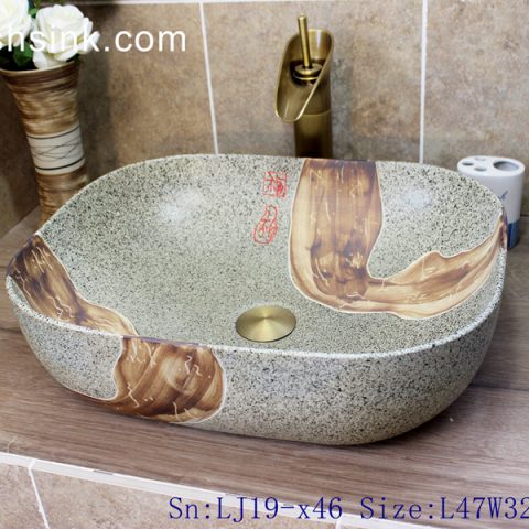 LJ19-x46    Creative marble color hot sale porcelain wash sink