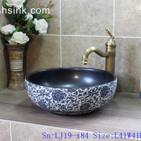 LJ19-x84     Jingdezhen hand painted interlocking branches design ceramic art basin