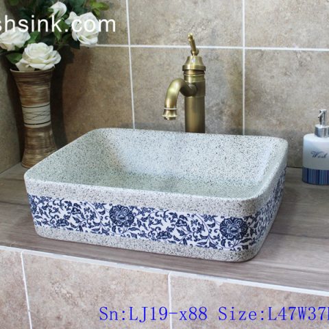 LJ19-x88   Blue and white floral design ceramic wash basin