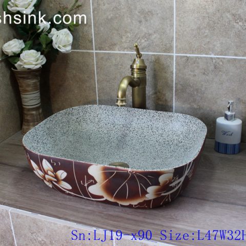 LJ19-x90     Never fade lotus design porcelain wash basin