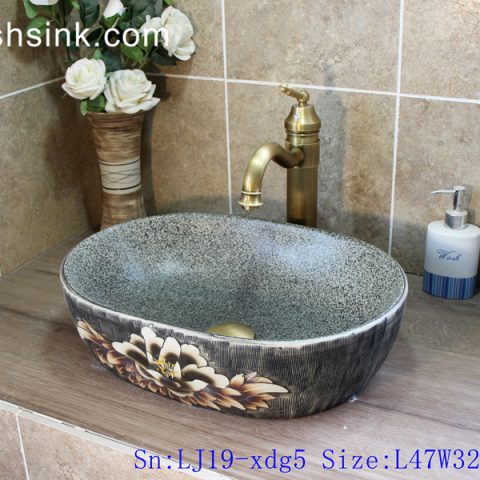 LJ19-xdg5     Traditional wax gourd shape hand carved artistic flower design porcelain sanitary ware