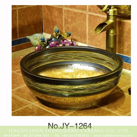 Jingdezhen wholesale pure hand carved luxury european retro style wash basin    SJJY-1264-33