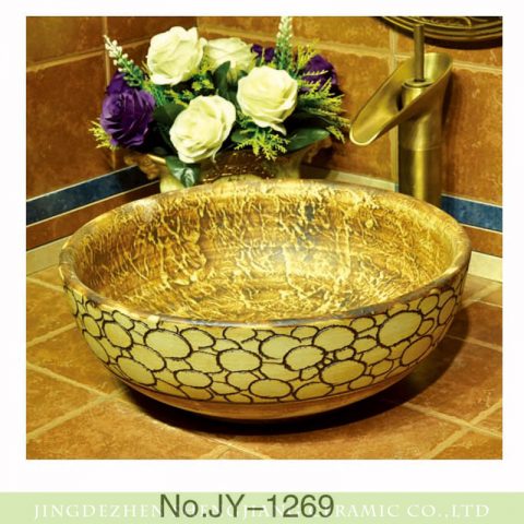 China conventional retro style hand craved surface wood color vanity basin    SJJY-1269-33