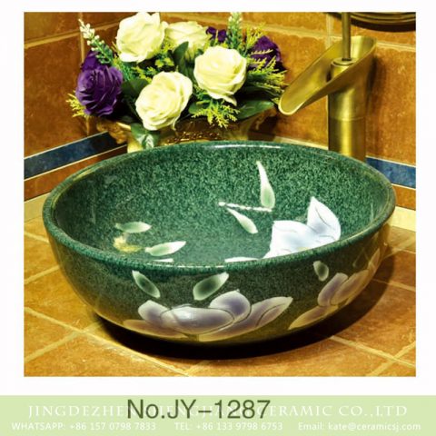 Large bulk sale factory outlet deep blue color with hand painted flowers pattern sanitary ware    SJJY-1287-35