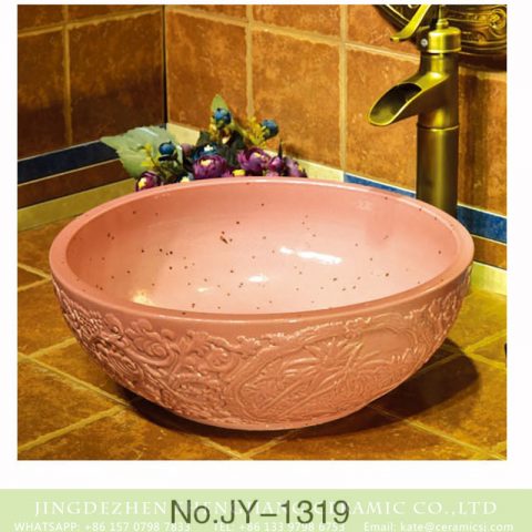 Large bulk sale pink color art vanity basin    SJJY-1319-37