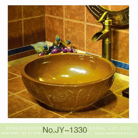 China online sale high gloss yellow color round wash hand basin    SJJY-1330-39